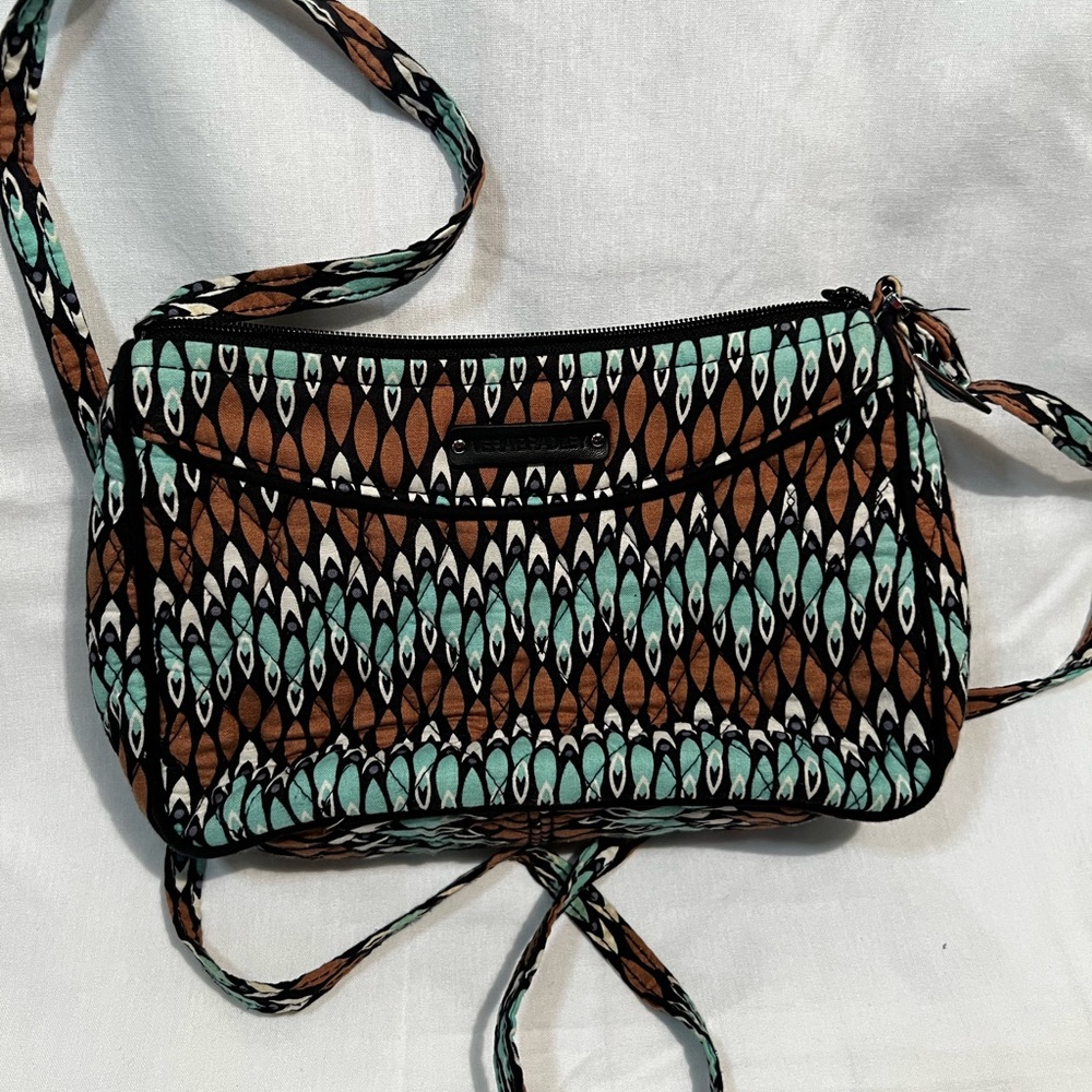 Vera Bradley Brown & Teal Quilted Little Crossbody Bag